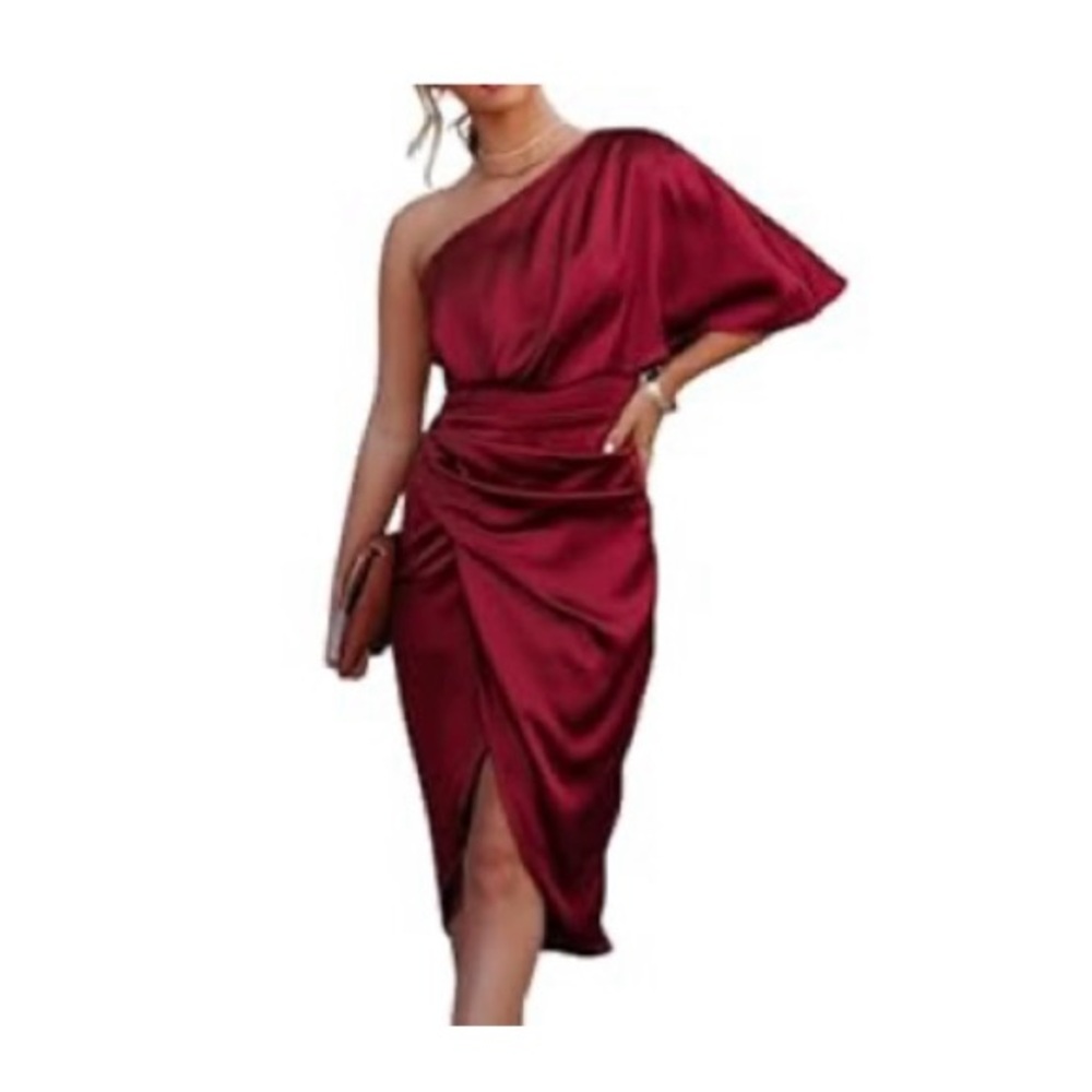 Cupshe One-Shoulder Burgundy Dress size XL